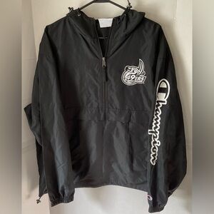 Champion Black Windbreaker with North Carolina 49ers logo 1/2 zip large black